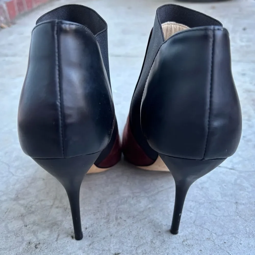 Jimmy Choo Delve Booties Heels Black Burgundy Maroon Suede Heeled Boots 42